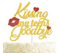 Kissing My Teens Goodbye Cake Topper Glitter Kissing My Teens Goodbye Decorations for Birthday Party Happy 20th Birthday Anniversary Party Supplies