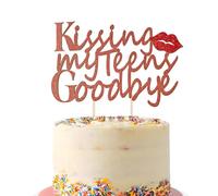 Kissing My Teens Goodbye Cake Topper, Rose Gold Glitter 20th Birthday Cake Topper, Hello 20, Cheers to 20 Years Party Cake Pick (Rose Gold)