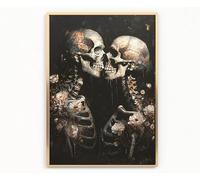 KISSING SKELETON COUPLE Print Picture Poster dark academia gothic halloween A4 UNFRAMED 1 wall art Home decor Decorating vintage VICTORIAN style SKULL