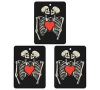 Kissing Skull 3 Pcs Automotive Air Fresheners Mirror Aromatherapy Tablets Ornament Car Fragrance Scented Cards Square
