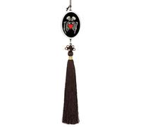 Kissing Skull Automotive Interior Mirrors Hanging Crystal Pendant Lucky Charm Car Rearview Ornament Ellipse