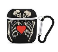 Kissing Skull Compatible with Airpod 1/2 Case PC Scratch-Resistant Drop-Proof Protective Cover with Keychain White-style-11