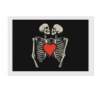Kissing Skull Diamond DIY Painting Kits Horizontal Round Full Drill Digital Art Craft for Home Office Wall Decor 8"x12"