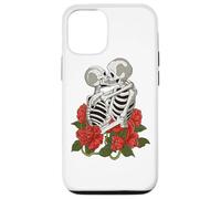 Kissing Skulls Skeletons Red Roses Flowers Death Goth Case for iPhone 12/12 Pro