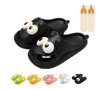 Kissing Slippers, 3D Big Eye Dog Tongue Kiss Cartoon Slipper, Non-Slip Thick Sole Kissing Slippers Tongue for Couples, Indoor Shoes with Tongues Out Design (Black,6-6.5)