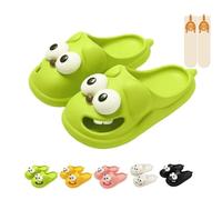 Kissing Slippers, 3D Big Eye Dog Tongue Kiss Cartoon Slipper, Non-Slip Thick Sole Kissing Slippers Tongue for Couples, Indoor Shoes with Tongues Out Design (Green,5-5.5)