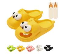 Kissing Slippers, 3D Big Eye Dog Tongue Kiss Cartoon Slipper, Non-Slip Thick Sole Kissing Slippers Tongue for Couples, Indoor Shoes with Tongues Out Design (Yellow,5-5.5)