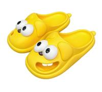 Kissing Slippers, 3D Funny Cute Non-Slip EVA Thick Sole Tongue Big Eyed Dog Sandals, Unisex Cartoon Comfy Slippers (Yellow,8-9 Women/7.5-8 Men)