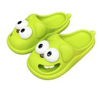 Kissing Slippers, 3D Funny Cute Non-Slip EVA Thick Sole Tongue Big Eyed Dog Sandals, Unisex Cartoon Comfy Slippers (Green,5.5-6 Women/4-4.5 Men)