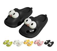Kissing Slippers, Soulmate Slides, 3D Big Eye Dog for Couples- Cute Cartoon House Shoes, Non-Slip Thick Sole, for Indoor (Black,7-7.5)
