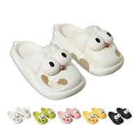 Kissing Slippers, Tongue Kiss Slides, Women Cute Cartoon Soft Thick Sole 3d Big Eye Dog Sandals, Non-slip Thick Sole (White,8-8.5)