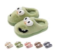 Kissing Slippers Tongue,Tongue Kiss Slippers Couples,3D Cute Funny Cartoon Big-Eyed Dog Cotton Slipper for Couples (Green,36-37)