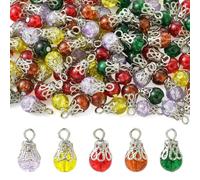 KISSITTY 100pcs Crystal Dangle Charms Glass Drop Bead Charms Decorations Mixed Color Earring Pendants for DIY Necklaces Bracelets Crafts Ornaments Jewelry Making Keychains