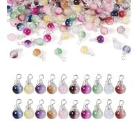 KISSITTY 100pcs Crystal Glass Charms Round Teardrop Dangles Pendants Bulk for Handmade Jewelry Making Earring Bracelet Necklace Keychain Summer DIY Crafts Bookmark Wind Chimes Suncatchers 10 Colors