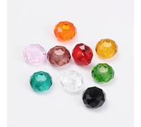 KISSITTY 100pcs European Beads Large Hole Glass Crystal Beads Mixed Color