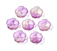 KISSITTY 100pcs Flower Glass Beads Plum Crystal Aesthetic Flowers Drilled Bead Caps Charm Spacers for DIY Necklaces Earrings Bracelets Jewelry Craft Making for Women