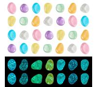 KISSITTY 100pcs Glow in The Dark Rocks Resin Luminous Irregular Pebbles Stones Transparent Colorful Bulk for Garden Lawn Yard Walkways Outdoor Fish Tank Plants DIY Decor