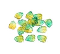 KISSITTY 100pcs Gradient Color Leaf Charms Green Yellow Glass Crystal Tree Leaves Top Drilled Small Dangle Beads for Jewelry Making DIY Necklaces Bracelets Earrings Crafts Decorations