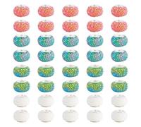 KISSITTY 100pcs Large Hole Beads for Bracelets 14mm Rondelle Shape Assorted European Spacers Mixed Color Green Orange Aesthetic Craft Beads for DIY Pen Key Chain Necklaces Jewelry Making