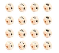 KISSITTY 100pcs Letter S Wood Beads for Key Chains Cube Wooden Beads 10mm Large Hole Natural Square Alphabet Wooden Loose Beads for Jewelry DIY Woven Crafts Making PapayaWhip Color Hole 3.5mm