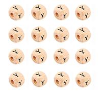 KISSITTY 100pcs Letter Y Wood Beads for Key Chains Cube Wooden Beads 10mm Large Hole Natural Square Alphabet Wooden Loose Beads for Jewelry DIY Woven Crafts Making PapayaWhip Color Hole 3.5mm