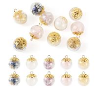 KISSITTY 10pcs Natural Crystal Pendants Citrine Amethyst Rose Quartz White Jade Lapis Lazuli Glass Wish Bottle Charms for DIY Necklace Bracelet Jewelry Making