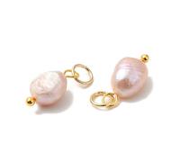 KISSITTY 10pcs Natural Cultured Freshwater Pearl Charms Misty Rose Color Dangle Pearls Bead Charms Small Potato Pendants for DIY Necklaces Bracelets Crafts Ornaments Jewelry Making