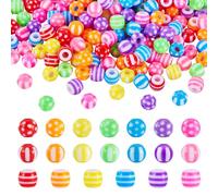 KISSITTY 204pcs Acrylic Bubblegum Ball Beads Bulk Polka Dot Stripe Round Barrel Loose Spacer Beads for Jewelry Making DIY Crafts Bracelet Necklace Earring Pens Phone Charms Bag Keychains 4.5mm Hole