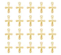 KISSITTY 20Pcs 18k Real Gold Plated Brass Cross Charms Bulk Tiny Christian Crucifix Pendant Charm Brass Jesus Dangle Charms for Bracelets Necklaces Earrings Keychain DIY Jewelry Making Supplies