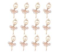 KISSITTY 20Pcs Faceted Crystal Ballerina Charms Inlaid Rhinestone Misty Rose Resin Ballet Dancer Dangle Hanging Big Pendants for Teen Women DIY Bracelet Necklace Jewelry Making, Resin Rhinestone, No