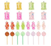 KISSITTY 24Pcs Colorful Candy Resin Pendant Charm Assorted Resin Fake Imitation Candy Charms Kawaii Slime Dangle Charms for Bracelets Necklaces Earrings Keychains DIY Handmade Jewelry Making Supplies