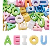 KISSITTY 30pcs Big Vowel Letter Beads Acrylic Large Chunky Initial Alphabet A E I O U Loose Spacer Beads Charms Bulk for Jewelry Making Name Friendship Bracelet Necklace DIY Crafts Bag Keychain