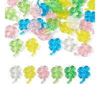 KISSITTY 30pcs St. Patrick's Day Four Leaf Clover Charms Bulk Resin 4 Leaf Clover Shaped Pendants Lucky Hanging Dangles with Loop for DIY Crafts Jewelry Making Earring Necklace Bracelet Bag Keychains