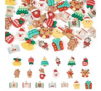 KISSITTY 38pcs Christmas Theme Resin Charms Cute Christmas Tree Santa Claus Gingerbread Man Dangles Pendants with Loop for DIY Crafts Earring Bracelet Necklace Bag Keychains Jewelry Making 19 Styles