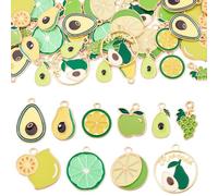 KISSITTY 40Pcs Fruit Theme Alloy Enamel Charm Assorted Mixed Fruits Light Gold Charm Pendants Imitation Fruit Lovely Dangle Charms for DIY Craft Earring Bracelet Necklace Jewelry Making Decoration