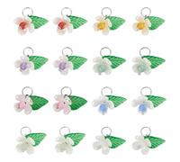 KISSITTY 40Pcs Natural Gemstone Flower Charms Bulk Leaf Flower Acrylic Dangle Charm Pendants Mixed Floral Bracelet Charms with Pearl Leaf Beads for Bracelets Necklaces Earring DIY Craft Jewelry Making