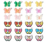 KISSITTY 44Pcs 11 Style Butterfly Resin Charms Colorful Butterfly Resin Pendants Insect Dangle Charm with Platinum Loops Cute Animal Charms for DIY Necklace Bracelet Earring Jewelry Making