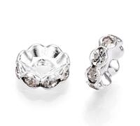 KISSITTY 500pcs Rhinestone Spacer Beads 6mm Wave Crystal Rondelle Shape Silver Color Loose Beads Charms for Pens Earrings Keychains DIY Jewelry Necklace Bracelet Making