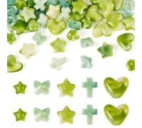 KISSITTY 50pcs Acrylic Beads Green Cute Cross Star Butterfly Heart Loose Spacers Beads Bulk for Charms Jewelry Making Earrings Bracelet Necklace Phone Lanyards Bag Hanging Easter Ornaments