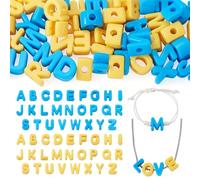 KISSITTY 52pcs Blue Big Letter Beads Acrylic Large Chunky Initial Alphabet A-Z Loose Spacer Beads Charms European Bulk for Jewelry Making Name Friendship Bracelet Necklace DIY Crafts Keychain 2 Colors