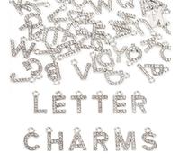 KISSITTY 52pcs Rhinestone Letter Charms Sliver Alloy Initial Alphabet A-Z Dangle Pendants with Loop for Jewelry Making Bracelets Necklace Earrings Anklets Wristbands Keychains DIY Crafts
