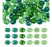 Kissitty 54Pcs Green Glass European Beads Rondelle Faceted Crystal Large Hole Loose Spacer Beads Assorted European Craft Bead for DIY Necklace Bracelet Earring Keychain Charms Jewelry Making Supplies