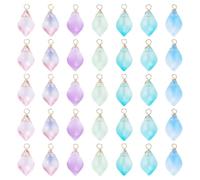 KISSITTY 70pcs Gradient Color Glass Crystal Charms Petal Shape Colorful Flower Petals Dangles Transparent Water Drop Pendants for Necklace Bracelet Earring Jewelry Making DIY Crafts