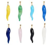 KISSITTY 8pcs Pepper Charms Colorful Handmade Lampwork Crystal Horn Dangle Pendants 8 Colors for DIY Necklaces Earrings Bracelets Jewelry Key Chain Making Crafting for Women
