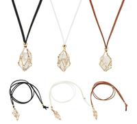 KISSITTY Crystal Necklace Holder Macrame Pouch Empty Stone Holder Necklaces with Brass Pendants Long Colorful Braided Crystal Cage Necklace Cords for DIY Pendant Jewelry Making, Brass, No Gemstone