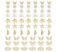 KISSITTY Golden Acrylic Beads Assorted Shapes 100 Grams Flower Butterfly Aesthetic Spacer Craft Beads Charms Bulk for DIY Necklaces Earrings Bracelets Jewelry Making Crafting Keychains