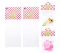 KISSITTY OPP Cellophane Bags 100pcs 2.3x3.9 Inches Small Jewelry Wedding Party Favor Storage Bags with Pearl Pink Header Cards for Earring Hair Clips Small Presents Bracelets Packaging