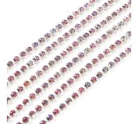 KISSITTY Rhinestone Chains 5 Yards Gradient Old Rose Color Crystal Glass Trim Cup Chains Trimming Embellishments for DIY Jewelry Wedding Party Clothes Hair Decoration Crafts Ornaments