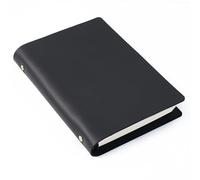 KISSKI·H Olvido A5 Leather Travelers Notebook, 6 Ring Binder Refillable Writing Journal for Men/Women, 9x6.9in Notepad Holder with Lined, A5 Leather Cover, Handmade Diary Planner Organizer, Black