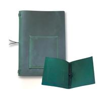 KISSKI·H Olvido A5 Travelers Notebook Cover, Small Leather Journals Cover for Writing, Refillable Planner Organizer Folio Case for 8.5 x 5.5 Notebook with Phone/Pen Pocket, Gift for Men/Women, Green